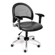 BEF4895245 - Best Charcoal Vinyl Swivel Chair with adjustable arms and mesh back