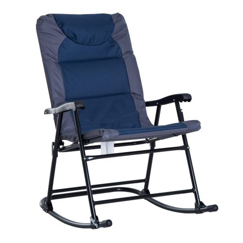  Best MISC Blue Camping Rocking Chair Set Outdoors Folding Rocker Padded Lightweight Breathable Patio Reclining Chair Contemporary Cottage Grey Black, Steel