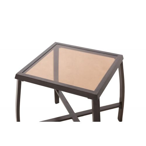  Best Sunjoy Candida 22.4 x 22.4 x 22 Brown and Beige Aluminum Tete-A-Tete