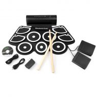 Best Choice Products Roll-Up Foldable Electronic Full Drum Kit Set w USB MIDI, Built-In Speakers, Foot Pedals, Drumsticks - Black