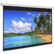 Best Choice Products 119in Ultra HD 1:1 Gain Indoor Pull Down Manual Widescreen Wall Mounted Projector Screen for Home, Cinema, TV, Theater, Office - White
