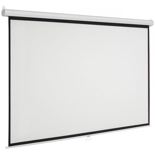  Best Choice Products 119in Ultra HD 1:1 Gain Indoor Pull Down Manual Widescreen Wall Mounted Projector Screen for Home, Cinema, TV, Theater, Office - White