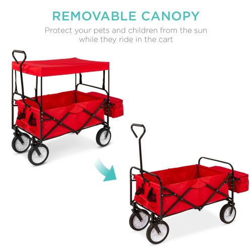  Best Choice Products Folding Wagon W Canopy Garden Utility Travel Collapsible Cart Outdoor Yard Home