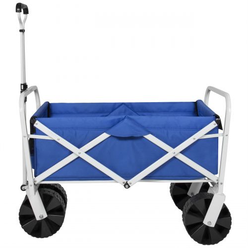  Best Choice Products Folding Utility Wagon Garden Beach Cart W All-Terrain Wheels- Blue