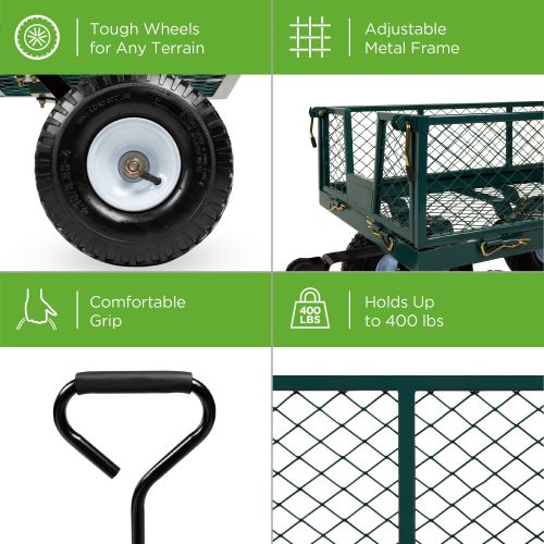  Best Choice Products 400lb Steel Garden Cart w Handle