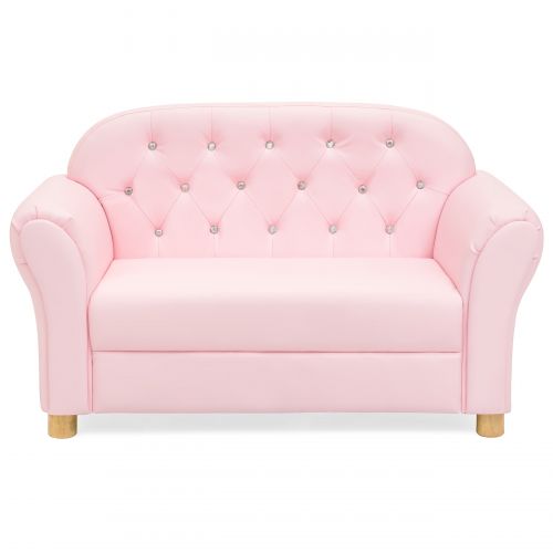  Best Choice Products Kids Upholstered Tufted Mini Sofa Couch (Pink)