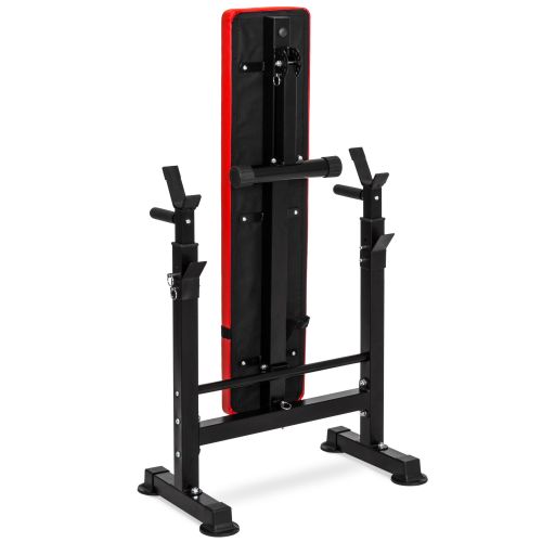  Best Choice Products Adjustable Folding Fitness Barbell Rack and Weight Bench for Home Gym, Strength Training - Black