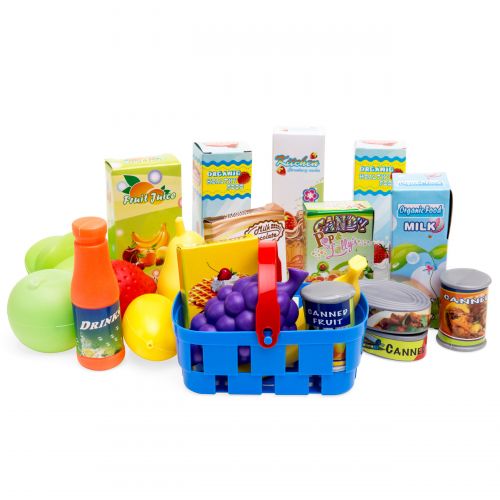 Best Choice Products 27-Piece Educational Toy Pretend Grocery Shopping Cart w Cash Register, Plastic Food, Play Money