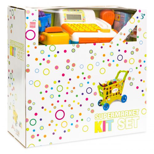  Best Choice Products 27-Piece Educational Toy Pretend Grocery Shopping Cart w Cash Register, Plastic Food, Play Money