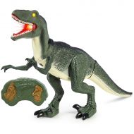 Best Choice Products Remote Control Velociraptor RC Walking Dinosaur Lights & Sounds Kid Pet Toy Animal