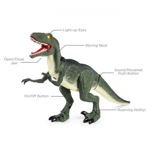  Best Choice Products Remote Control Velociraptor RC Walking Dinosaur Lights & Sounds Kid Pet Toy Animal
