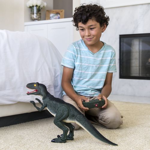  Best Choice Products Remote Control Velociraptor RC Walking Dinosaur Lights & Sounds Kid Pet Toy Animal