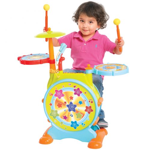  Best Choice Products Kids Electronic Toy Drum Set with Adjustable Sing-along Microphone and Stool