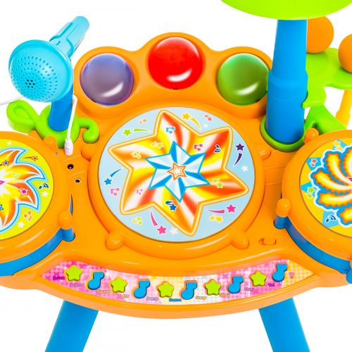  Best Choice Products Kids Electric Play Drum Musical Instrument Toy Set w Drumsticks, Microphone, LED Lights, Stool