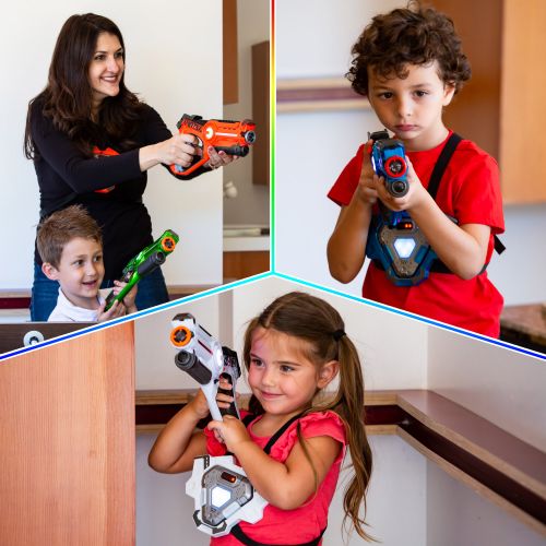  Best Choice Products Set of 4 Kids Interactive Laser Tag Infrared Blaster Toy Guns w Vests, Multiplayer Mode - Multi