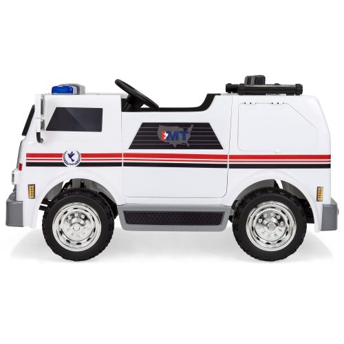  Best Choice Products 12V Kids Ambulance Ride On Truck Toy Emergency Vehicle w 2.4MPH Max Speed, Remote Control, USB Port, 2 Speeds, LED Lights, Realistic Siren, Intercom - White