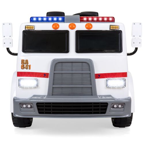  Best Choice Products 12V Kids Ambulance Ride On Truck Toy Emergency Vehicle w 2.4MPH Max Speed, Remote Control, USB Port, 2 Speeds, LED Lights, Realistic Siren, Intercom - White