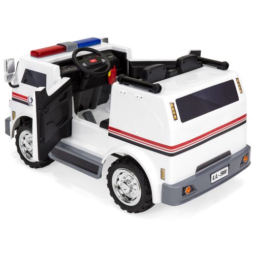  Best Choice Products 12V Kids Ambulance Ride On Truck Toy Emergency Vehicle w 2.4MPH Max Speed, Remote Control, USB Port, 2 Speeds, LED Lights, Realistic Siren, Intercom - White