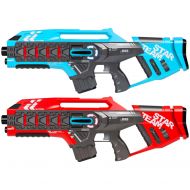 Best Choice Products Set of 2 Kids Interactive Infrared Rifle Laser Tag Toy Blaster Guns w Anti-Cheat Function, Extra Lives, Life Tracker, Backwards Compatible - RedBlue