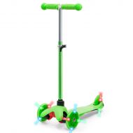 Best Choice Products Kids Mini Kick Scooter w Light-Up Wheels and Height Adjustable T-Bar - Green
