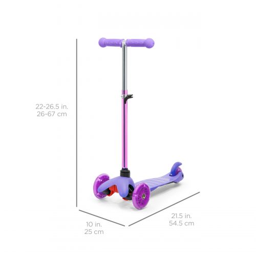  Best Choice Products Kids Mini Kick Scooter w Light-Up Wheels and Height Adjustable T-Bar - Purple