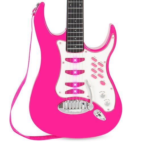  Best Choice Products Kids Electric Musical Guitar Play Set w Microphone, Aux Cord, Amp - Pink