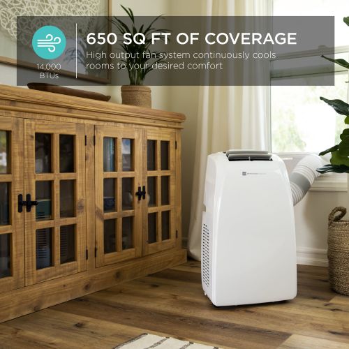  Best Choice Products 14,000 BTU 3-in-1 Portable Air Conditioner Cooling Unit for Up to 650 Sq. Ft Rooms w/ 4 Casters, Remote Control, Window Vent Kit, LED Display