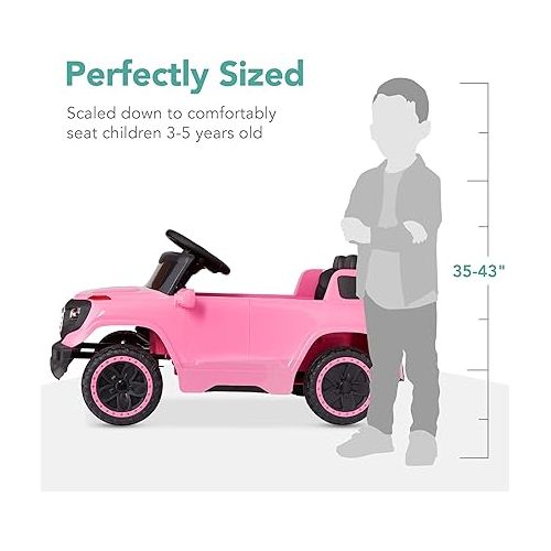  Best Choice Products Kids 6V Ride On Truck w/Parent Remote Control, 3 Speeds, LED Lights, Pink