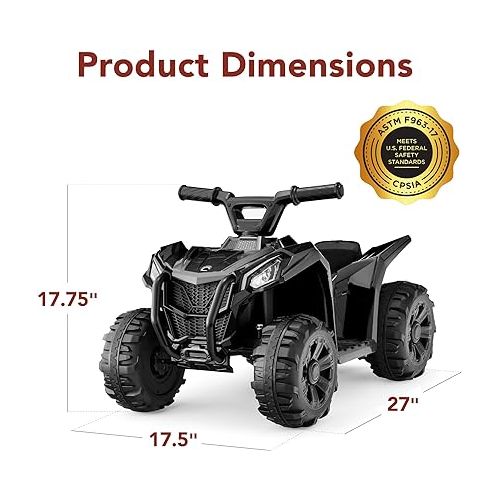  Best Choice Products 6V Kids Ride On Toy, 4-Wheeler Quad ATV Play Car w/ 1.8MPH Max Speed, Treaded Tires, Rubber Handles, Push-Button Accelerator - Black