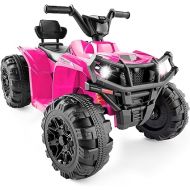 Best Choice Products 12V Kids Ride-On Electric ATV, 4-Wheeler Quad Car Toy w/Bluetooth Audio, 2.4mph Max Speed, Treaded Tires, LED Headlights, Radio - Hot Pink