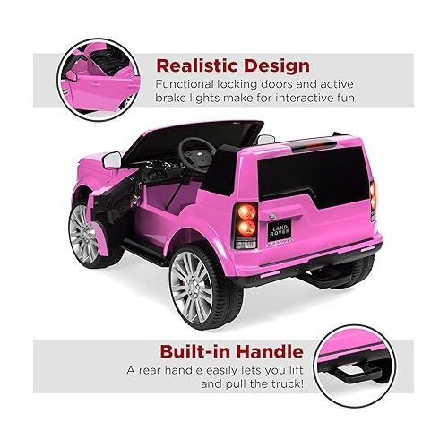  Best Choice Products 12V 3.7 MPH 2-Seater Licensed Land Rover Ride On Car Toy w/Parent Remote Control, MP3 Player - Pink