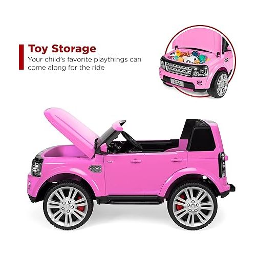  Best Choice Products 12V 3.7 MPH 2-Seater Licensed Land Rover Ride On Car Toy w/Parent Remote Control, MP3 Player - Pink