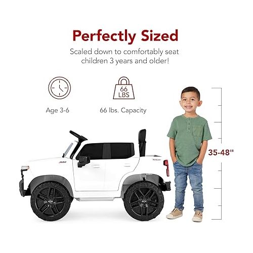  Best Choice Products 12V Licensed Chevrolet Silverado Ride On Truck, Electric Car Toy w/Parent Remote Control, Truck Bed Storage, Bluetooth Speaker, LED Lights, 2.5 MPH Max Speed - White