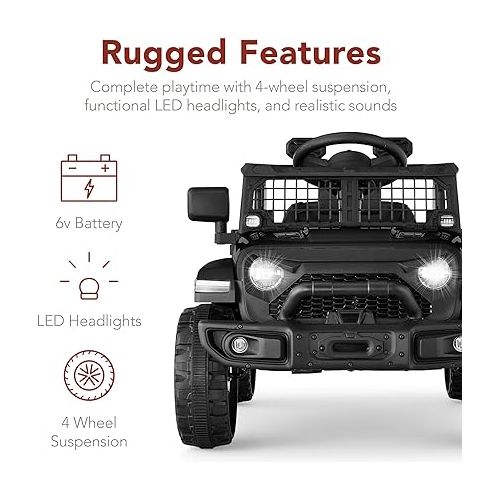  Best Choice Products 6V Kids Ride On Toy, Mini Truck, Electric Play Car w/Parent Remote Control, 4-Wheel Suspension, LED Lights, 2 Speeds, Functional Horn, 3.1MPH Max Speed - Black