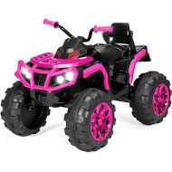 Best Choice Products 12V Kids Ride-On Electric ATV, 4-Wheeler Quad Car Toy w/Bluetooth Audio, 3.7mph Max Speed, Treaded Tires, LED Headlights, Radio - Hot Pink