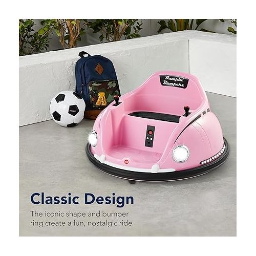  Best Choice Products 6V Electric Kids Ride On Bumpin Bumper Car, 1.5-6 Years Old, Parent Remote Control, 360 Degree Spin, Lights, Sounds - Pink