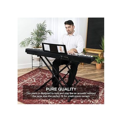  Best Choice Products 88-Key Full Size Digital Piano Electronic Keyboard Set for All Experience Levels w/Semi-Weighted Keys, Stand, Sustain Pedal, Built-In Speakers, 6 Voice Settings - Black