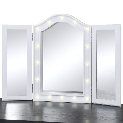  Best Choice Products Lighted Tabletop Tri-Fold Vanity Mirror W/LED Lights