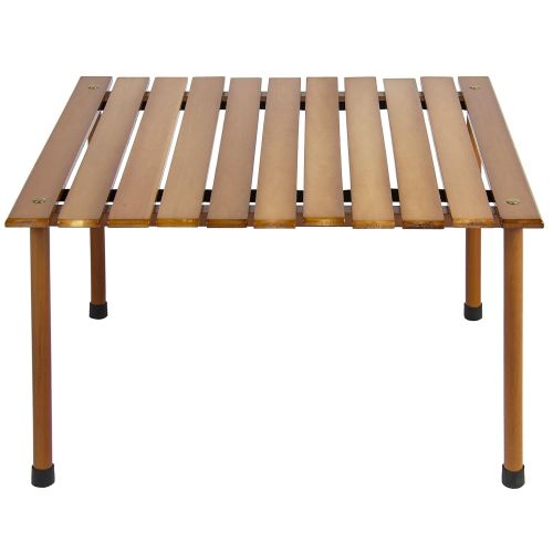  Best Choice Products 28x28in Foldable Outdoor/Indoor All-Purpose Wooden Table for Picnics, Camping, Beach, Patio w/ Carrying Case