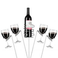 Best Choice Products 5-Piece Reinforced Stainless Steel Wine Glass Rack Holder Stakes Set for Bottles, Candles, Hands-Free Outdoor Picnics, Travel  Silver