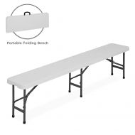 Best Choice Products 6ft Indoor Outdoor Folding Portable Plastic Bench for Picnics, Party w/ Handle and Lock - White