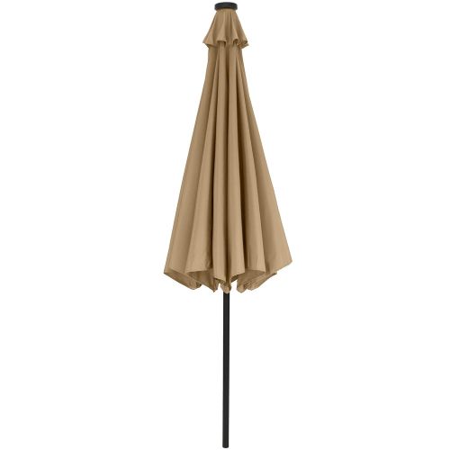  Best Choice Products 10-Foot Solar Powered Aluminum Polyester LED Lighted Patio Umbrella w/Tilt Adjustment and Fade-Resistant Fabric, Tan