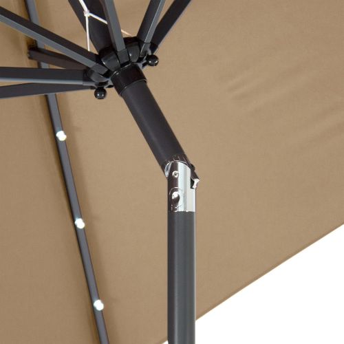  Best Choice Products 10-Foot Solar Powered Aluminum Polyester LED Lighted Patio Umbrella w/Tilt Adjustment and Fade-Resistant Fabric, Tan