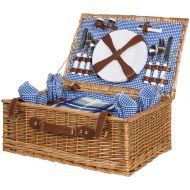 Best Choice Products 4 Person Wicker Picnic Basket Set W/ Cutlery, Plates, Glasses, Tableware & Blanket