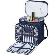 Best Choice Products 2-Person Insulated Picnic Bag Lunch Tote w/Flatware, Plates, Silverware - Blue