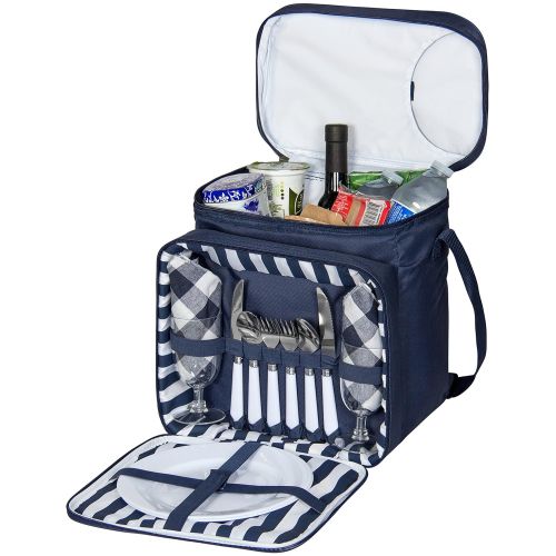  Best Choice Products 2-Person Insulated Picnic Bag Lunch Tote w/Flatware, Plates, Silverware - Blue