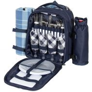 Best Choice Products 4-Person Insulated Portable Picnic Bag Set w/Blanket, Stainless Steel Flatware, Plates, Glasses