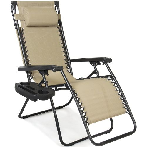  Best Choice Products Folding Zero Gravity Recliner Lounge Chair W/Canopy Shade & Magazine Cup Holder-Light Blue