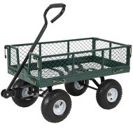 Best Choice Products Heavy-Duty Steel Garden Wagon Lawn Utility Cart w/ 400lb Capacity, Removable Sides, Long Handle, 10-Inch Tires