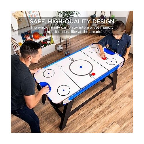  Best Choice Products 58in Mid-Size Arcade Style Air Hockey Table for Game Room, Home, Office w/ 2 Pucks, 2 Pushers, Digital LED Score Board, Powerful 12V Motor, Carrying Bag